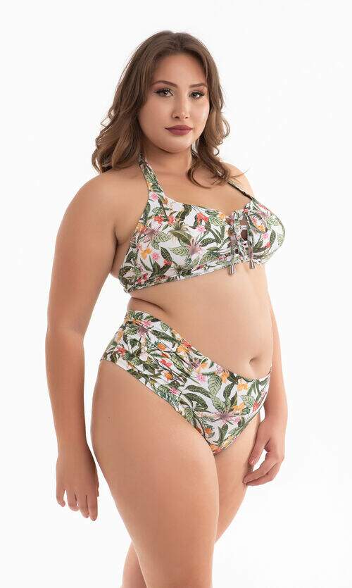 Biquíni Plus Size com Bojo Removível e Calcinha Costas Dupla Estampado