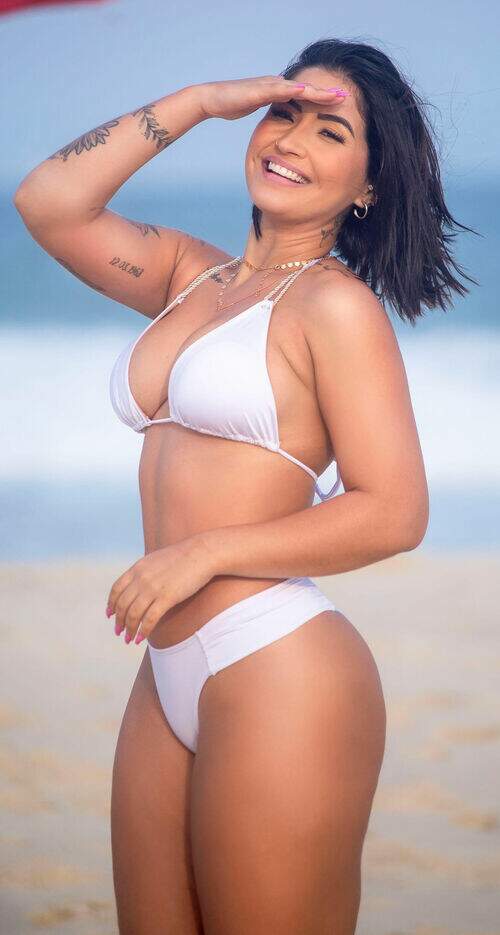 Conjunto de Biquíni Alça Cordão com Bojo e Calcinha Fio Duplo Branco