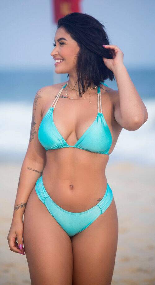 Conjunto de Biquíni Alça Cordão com Bojo e Calcinha Fio Duplo Azul Piscina