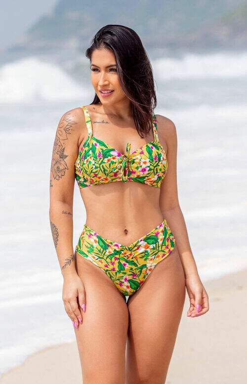 Conjunto de Biquíni Top Fixo e Calcinha Efeito Lipo Oásis