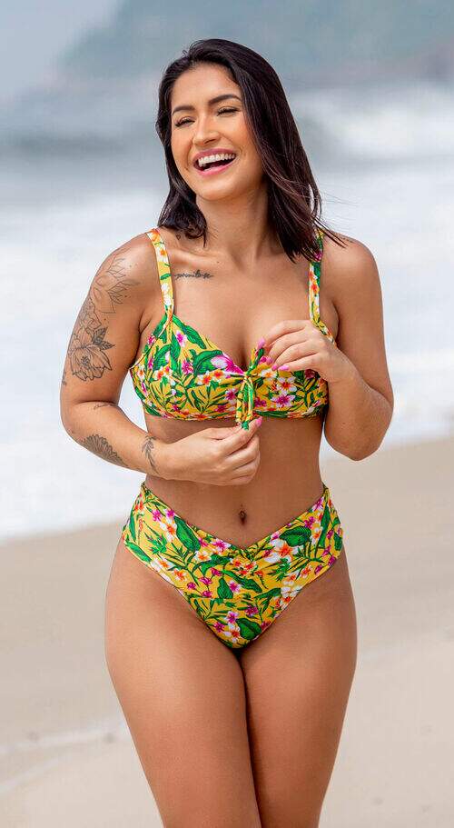 Conjunto de Biquíni Top Fixo e Calcinha Efeito Lipo Oásis