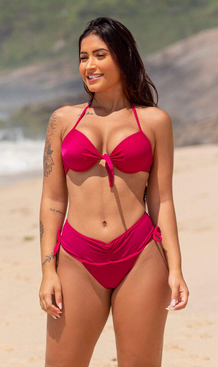 Conjunto Biquíni com Bojo e Calcinha Cintura Alta Efeito Lipo Desejo