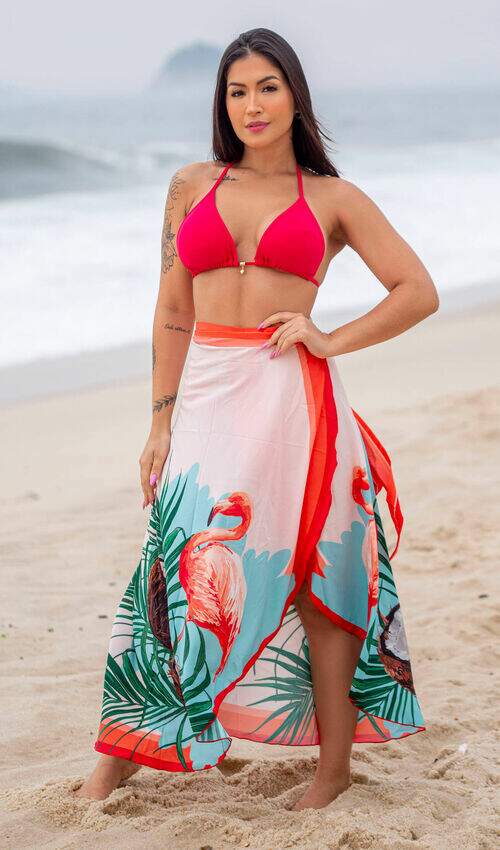 Saia Pareô Canga Saída de Praia Flamingo