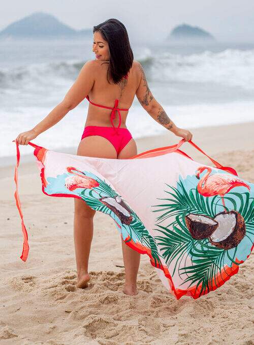 Saia Pareô Canga Saída de Praia Flamingo