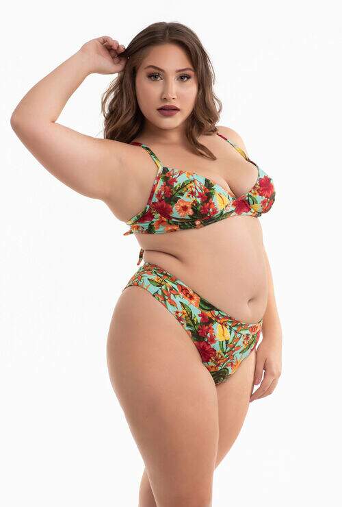 Biquíni Meia Taça Plus Size e Calcinha Estampada Aruba
