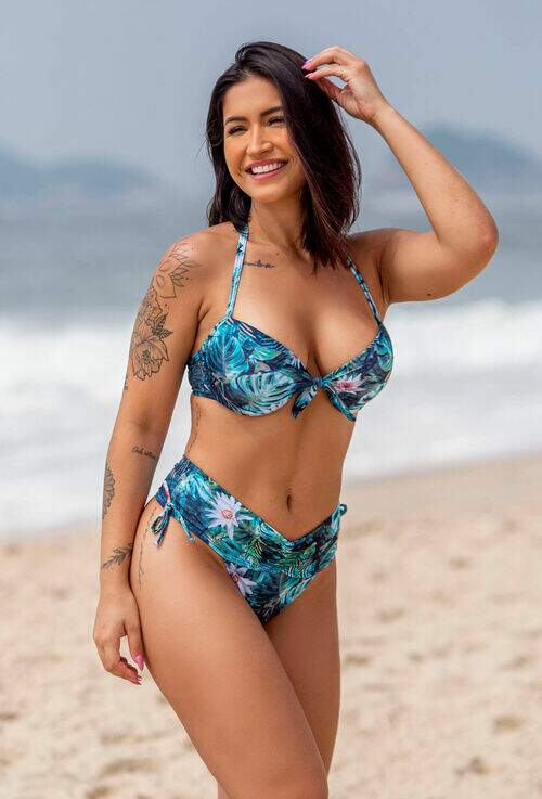 Conjunto Biquíni com Bojo e Calcinha Cintura Alta Efeito Lipo Maldivas