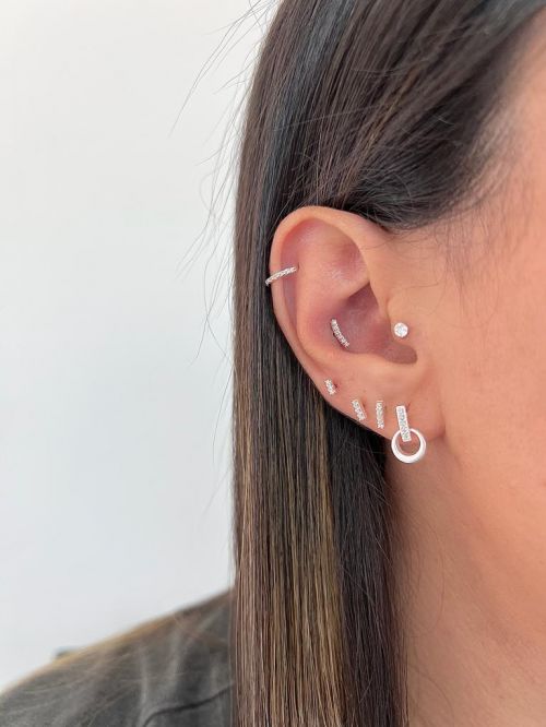 Comprar Piercing de Prata Hélix Cravejado P - R$42,90 - Madagi