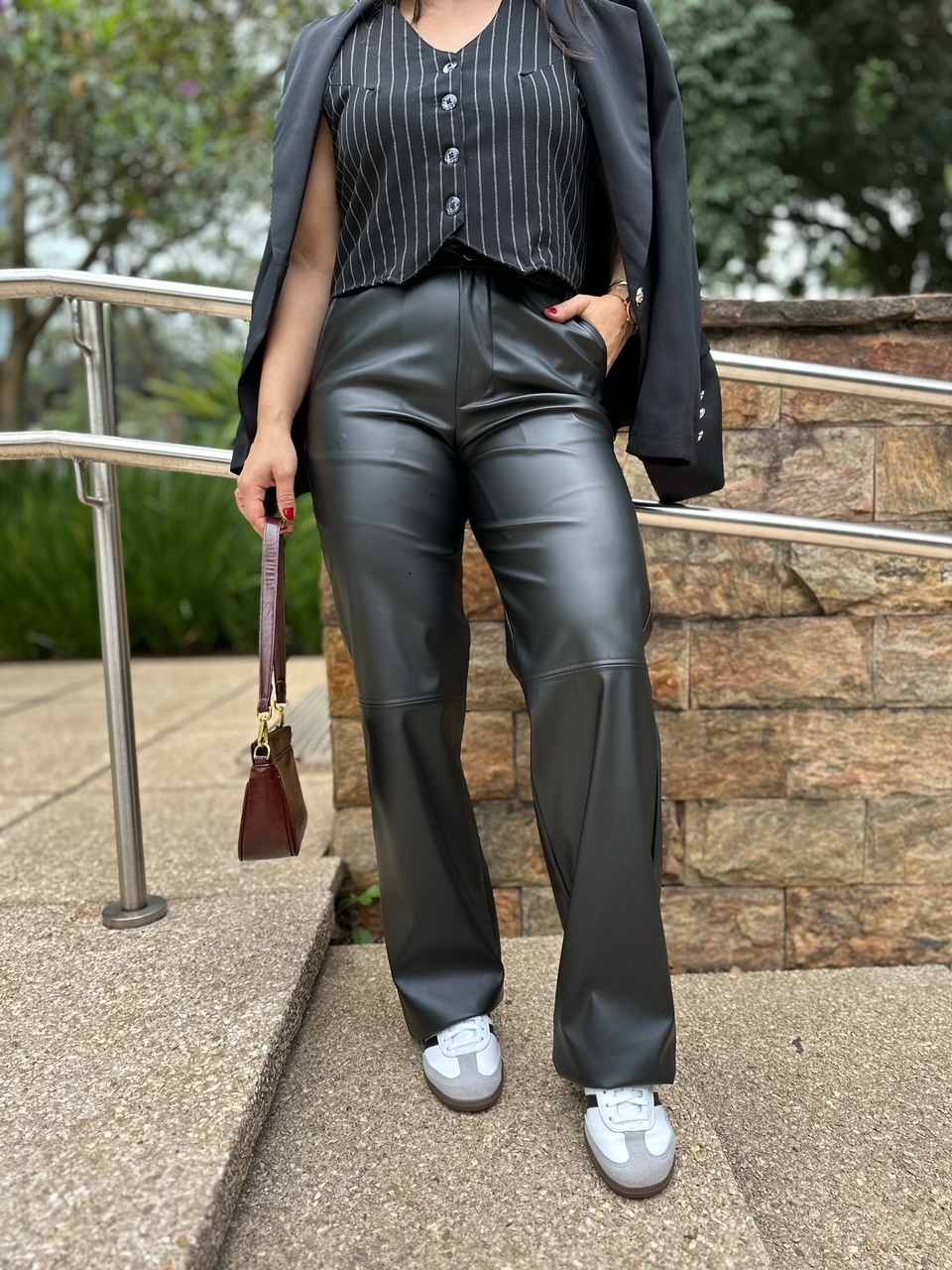 Pantalona Couro CalÇa De Couro Sintetico Feminina Calça Couro