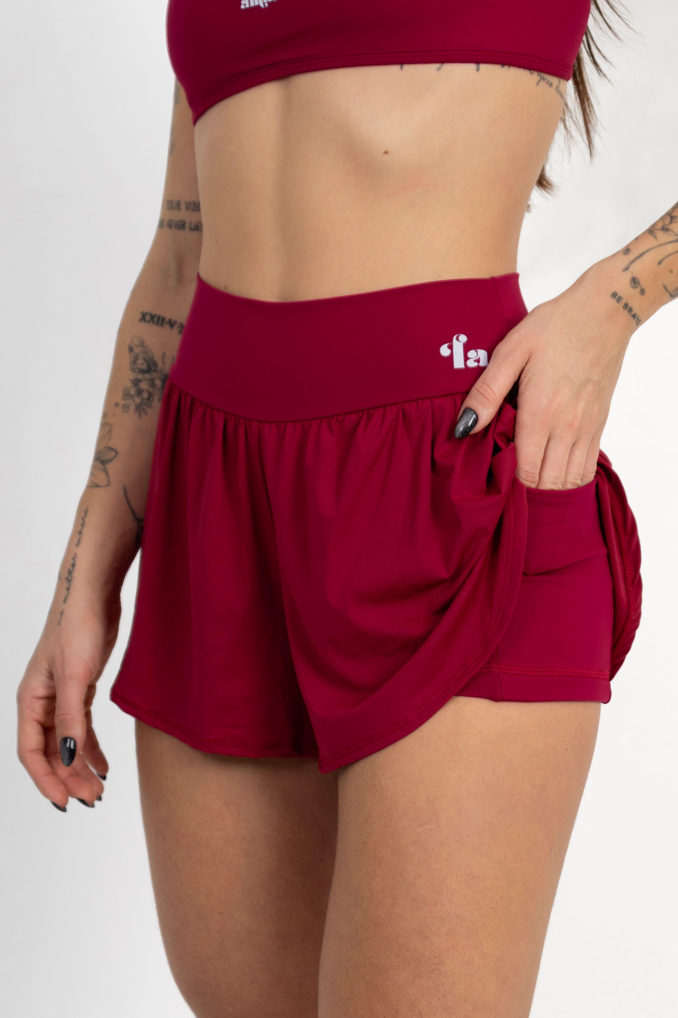 Short Run com Cós Duplo e Bolso Interno | Flora Amar Oficial - a