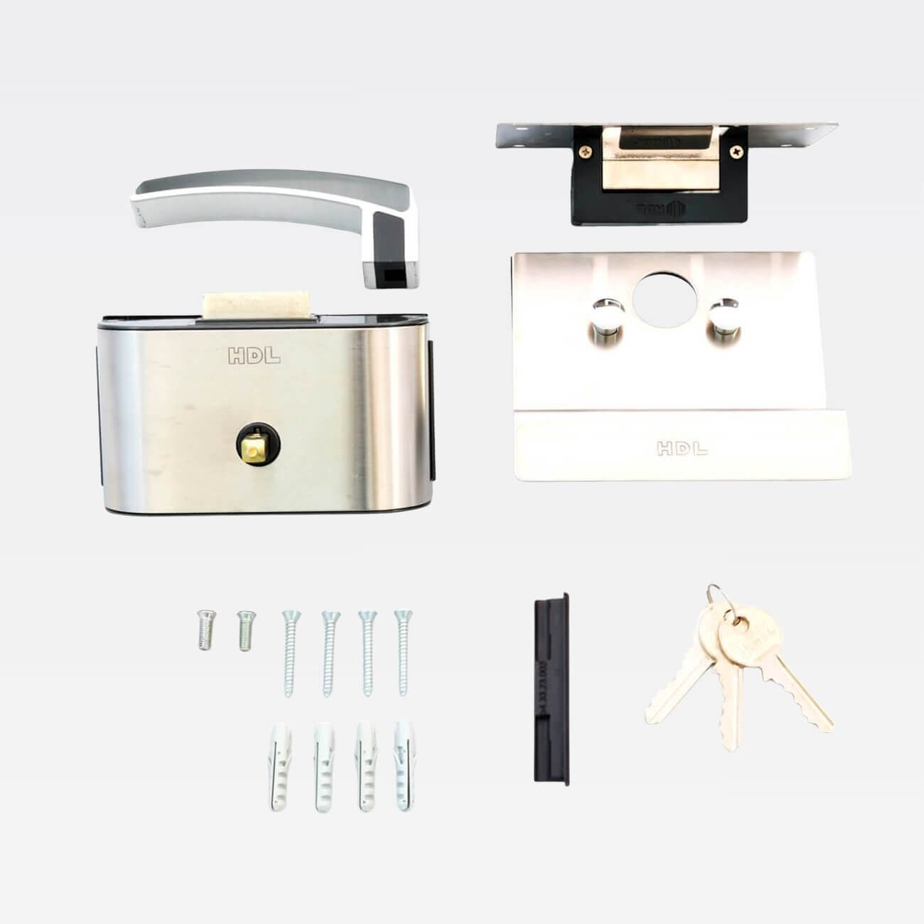 Fechadura HDL PV90 1R-L Inox com Puxador Para Porta Vidro - a