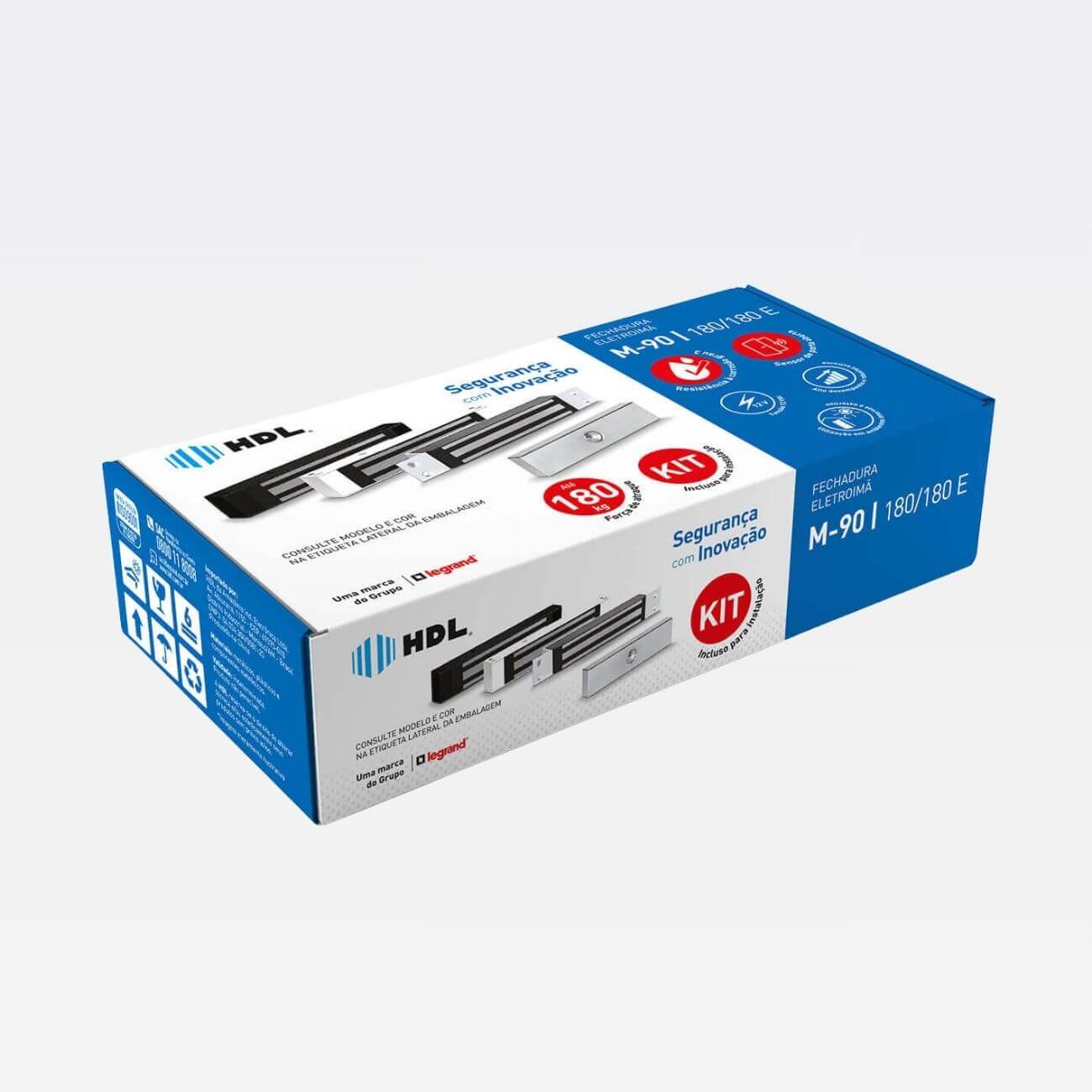 Fechadura Magnética HDL M-90 180kg Embutir Externa - a partir de R