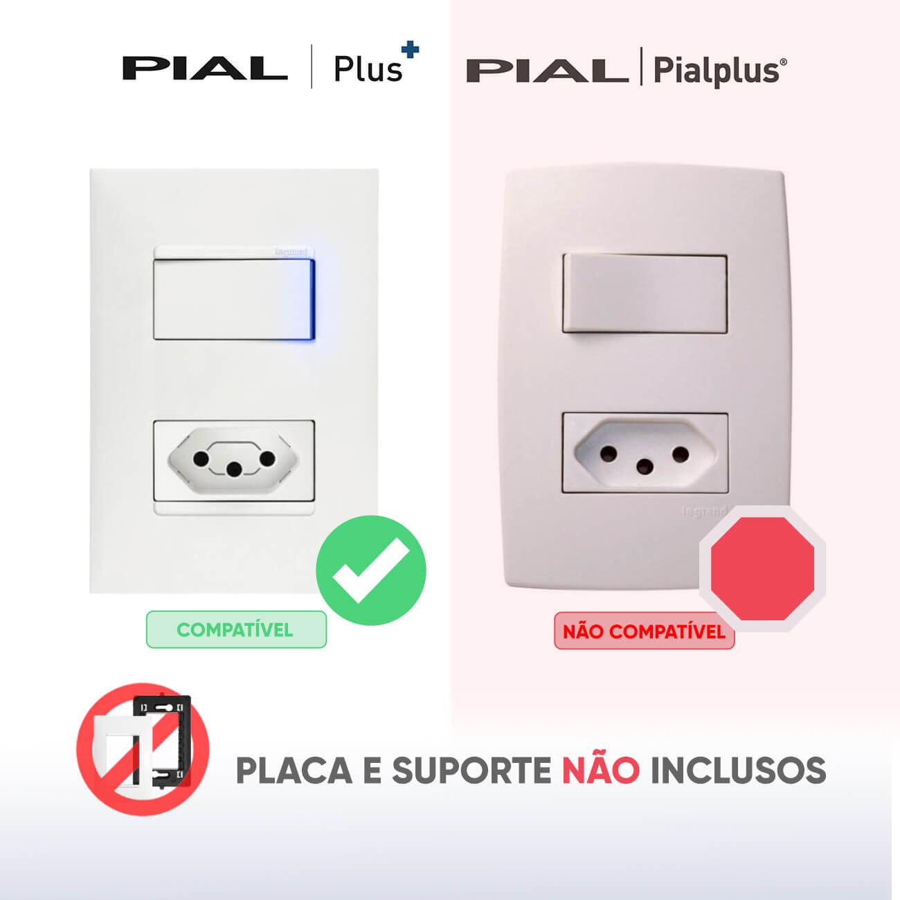 Pial Plus Branco Conjunto 4x2 PIAL Plus+ c/ Interruptor Paralelo + Tomada 10A - a partir ...