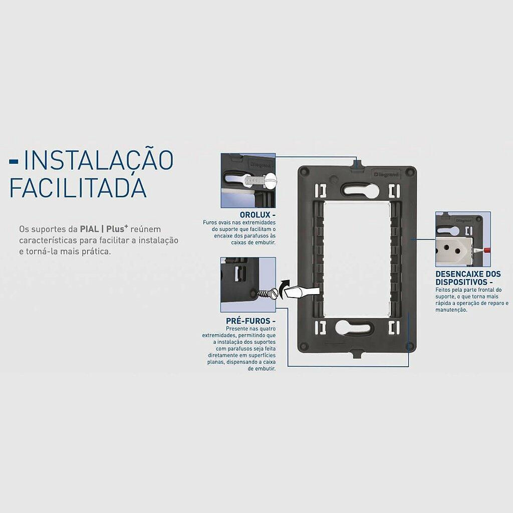 Pial Plus Mais Conjunto Interruptor Simples Pial Plus+ 4x2 Legrand - a partir de R$24,43