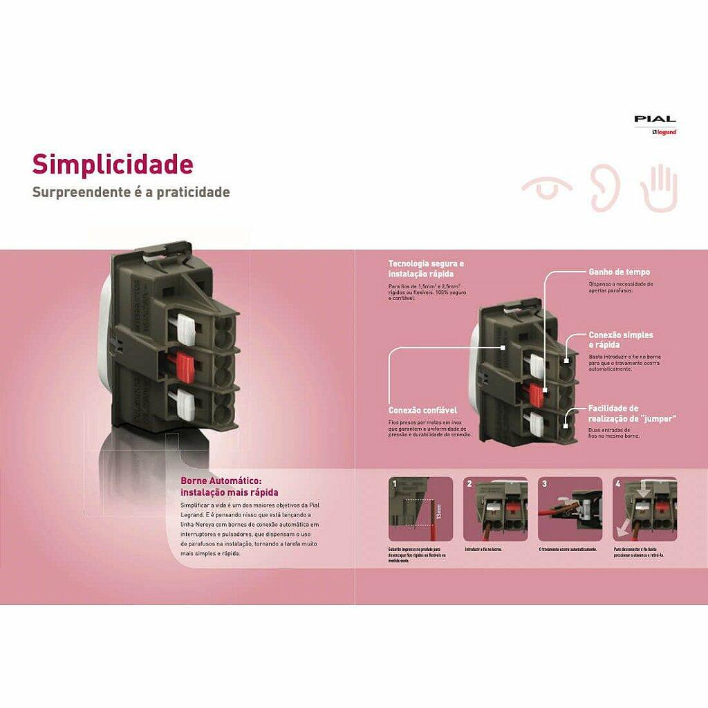 Conjunto 4x2 Interruptor Simples e Tomada 10A Nereya Fosco