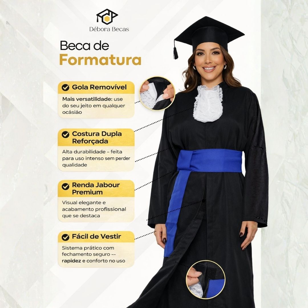 Comprar Beca de Formatura Completa com Pelerine Faixa Amarela - a ...
