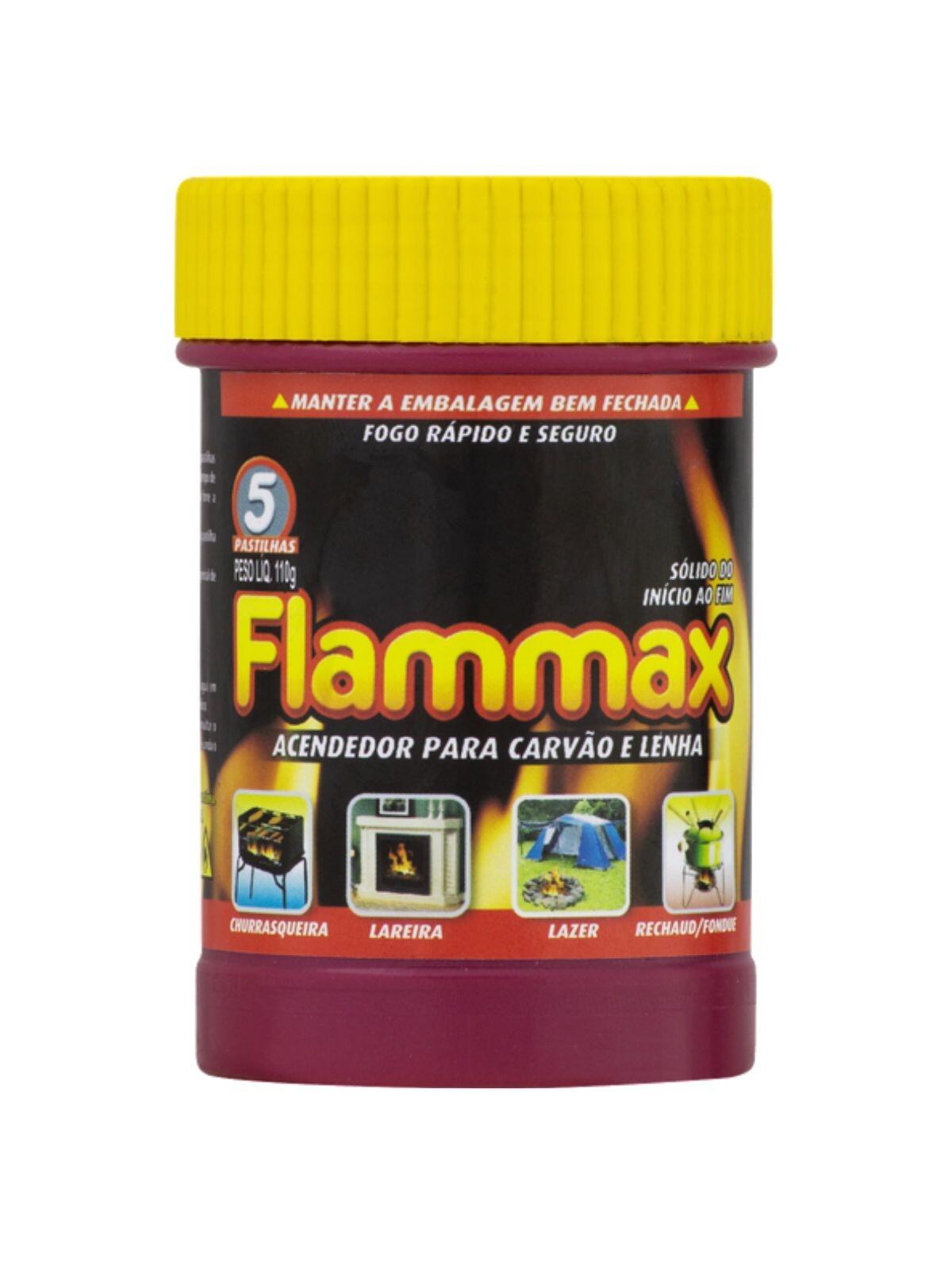 Flammax Acendedor Pastilha para Carvão e Lenha Pote 5 Unidades