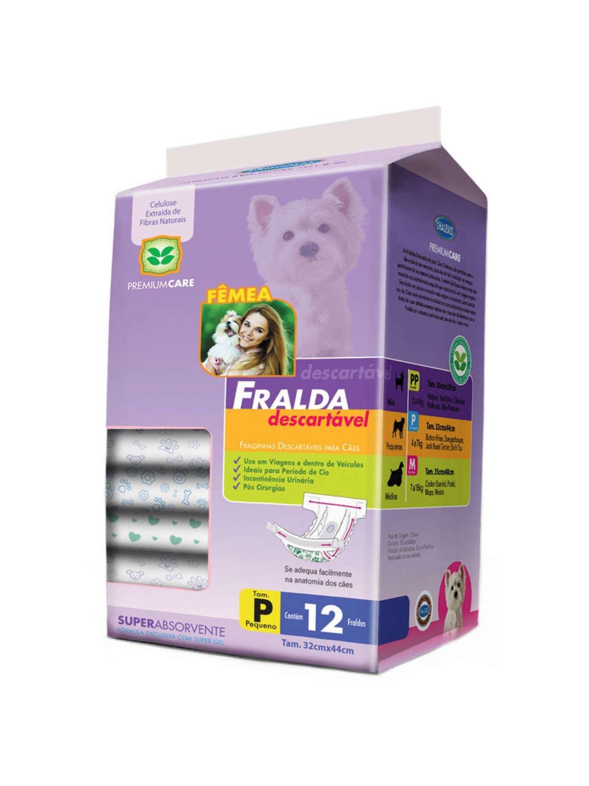 Fralda Higiênica Chalesco para Cães Fêmea Tamanho P - 12 unidades - a ...