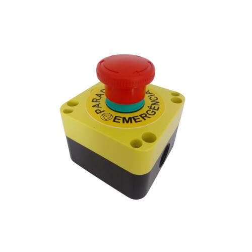 Botoeira Emergência CX AM Sobrepor C/Botão Cogumelo VM 40MM - a