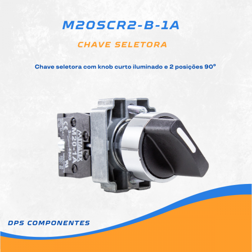 Comprar M20SCR2-B-1A CHAVE SELETORA METÁLICO KNOB CURTO - 2 POS