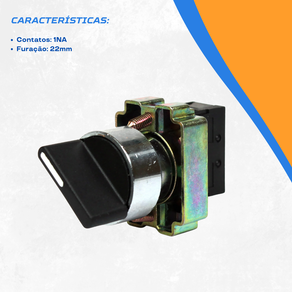 Comprar M20SCR2-B-1A CHAVE SELETORA METÁLICO KNOB CURTO - 2 POS