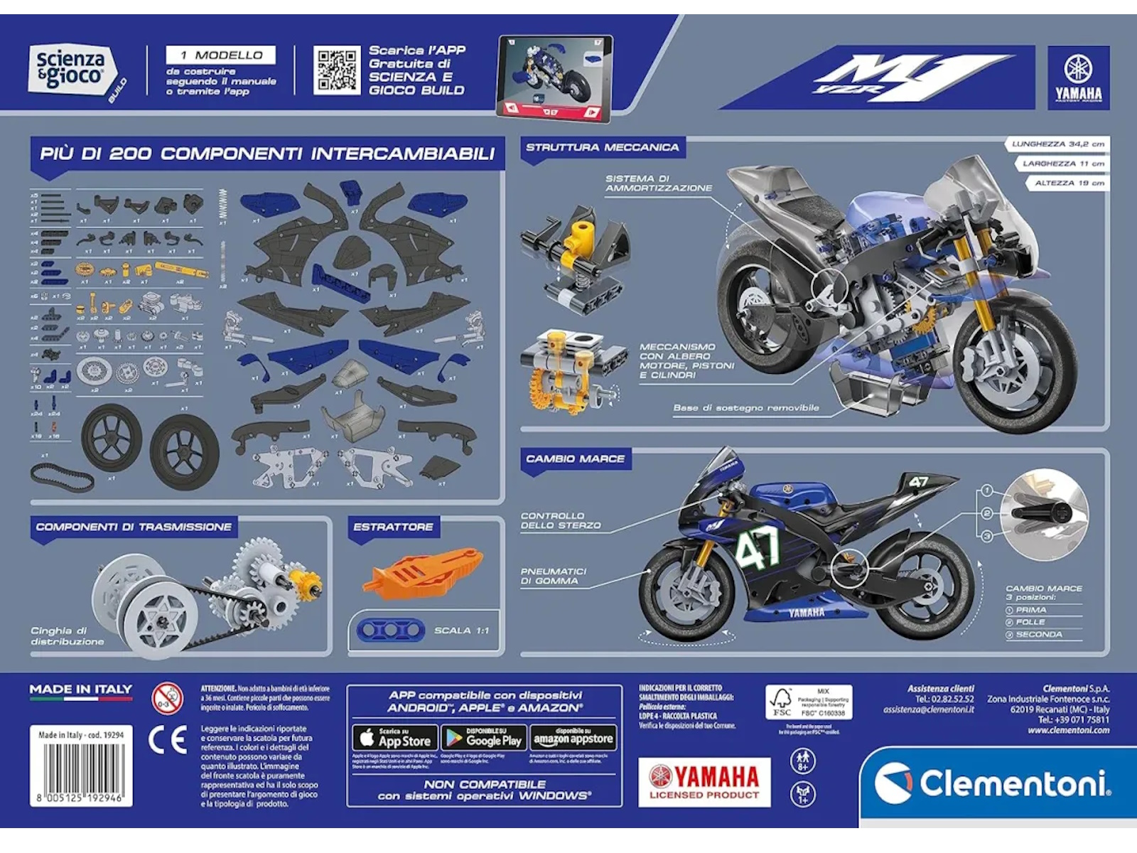 Moto Yamaha YZR-M1 Para Montar Mechanics Com 200 Peças