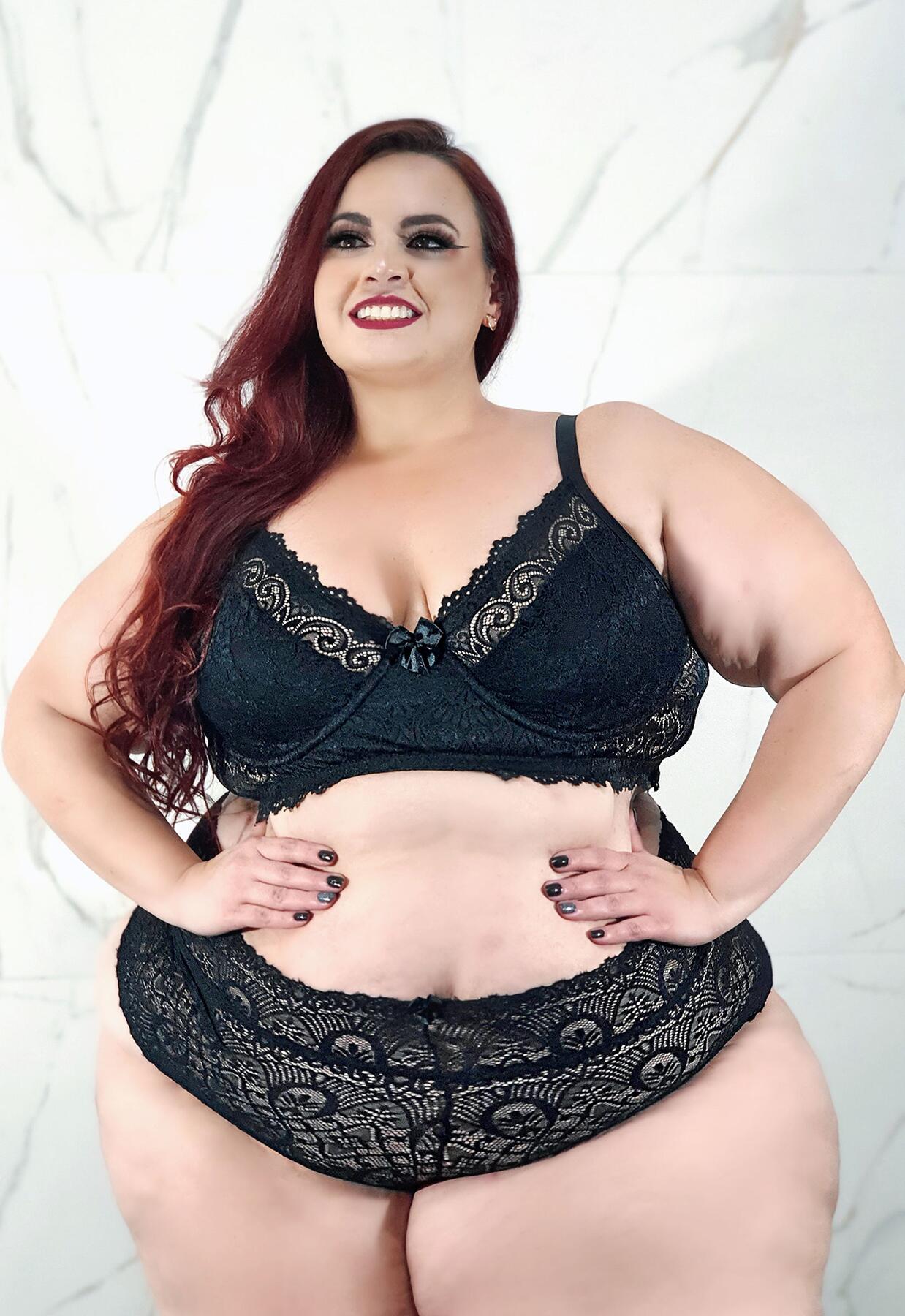 High-waisted panties Ariane Black - Plus Size Lingerie