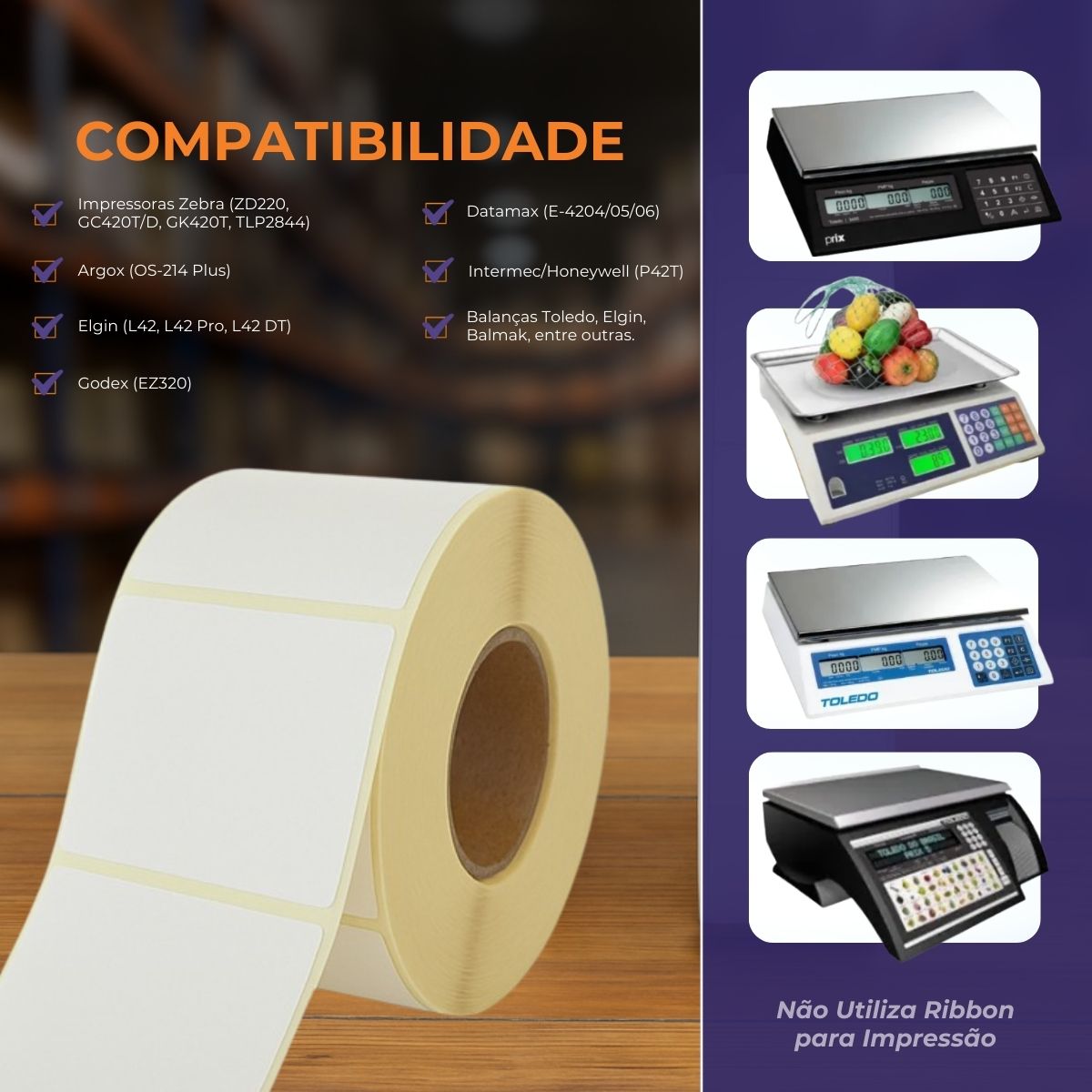 Comprar Kit 40 Rolos Etiqueta Térmica Adesiva 40x40 Balança Filizola ...