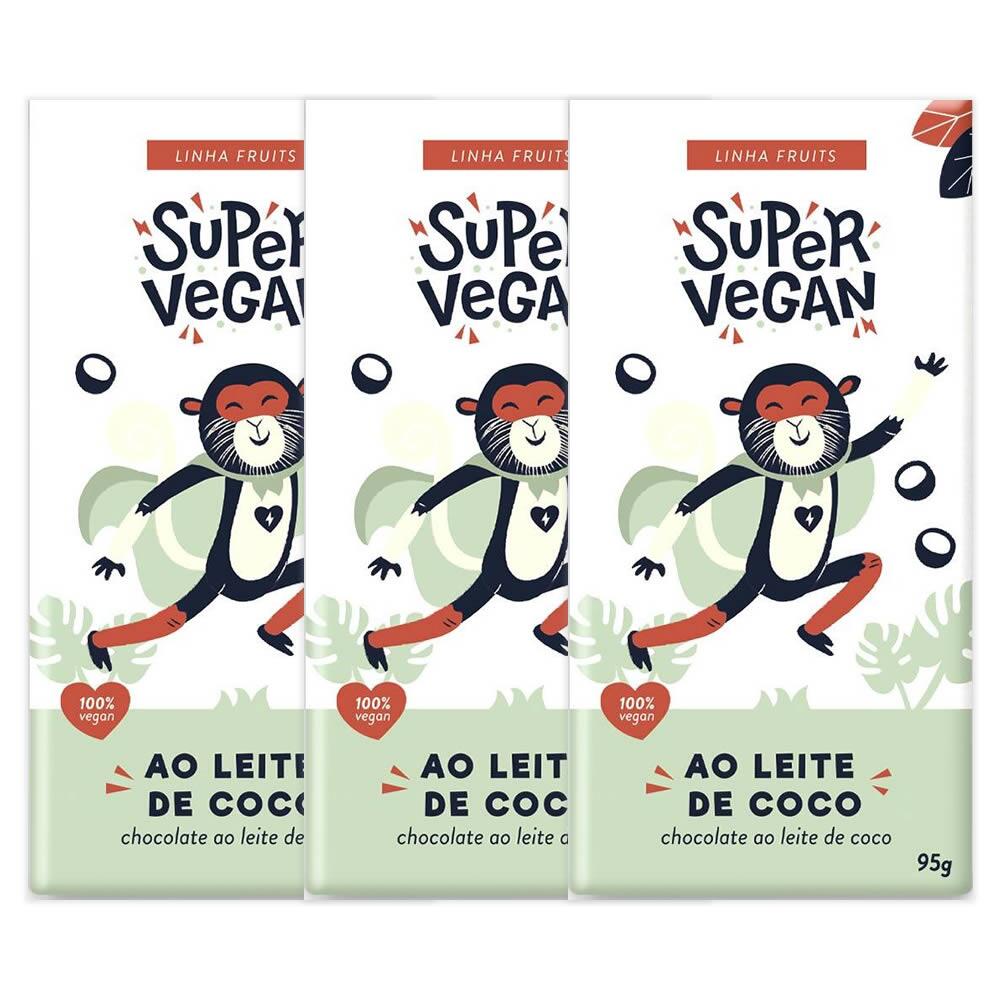Comprar Kit 3 Chocolate ao Leite de Coco Super Vegan 95g - Vegano