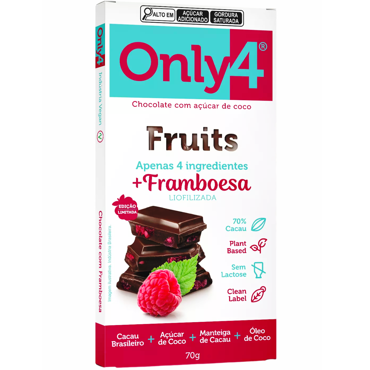 Comprar Chocolate Only4 70% Framboesa Liofilizado Tudo Zero Leite