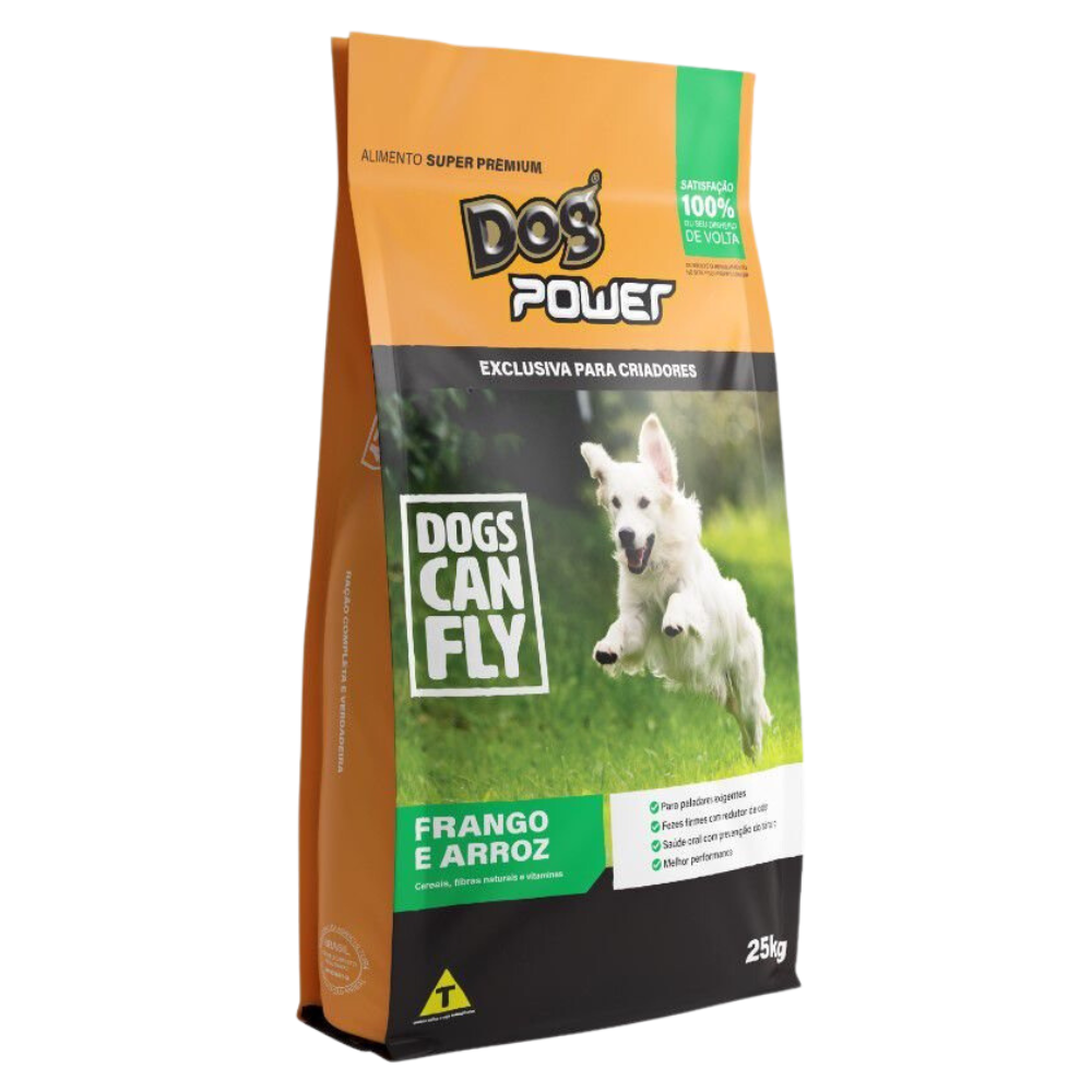 Ração Dog Power Dogs Can Fly Frango Arroz Cães Adultos