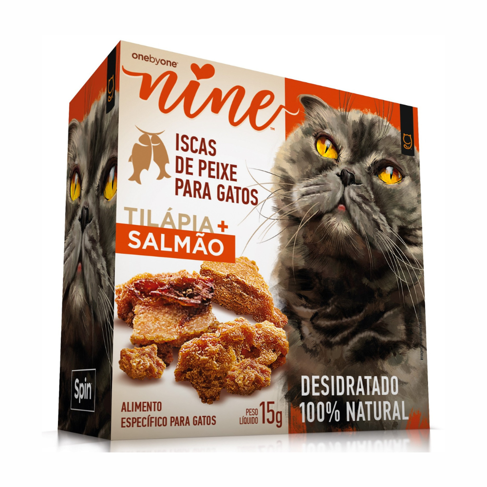 Petisco Spin Pet Nine Natural Gatos Sabor Tilápia Salmão 15g - a