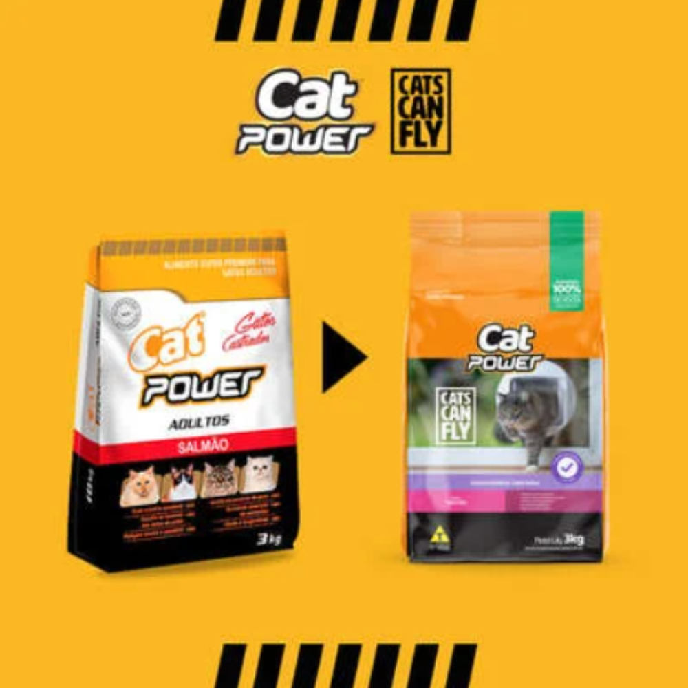 Ração Cat Power Can Fly Para Gato Adulto Castrado Salmão 3Kg - a