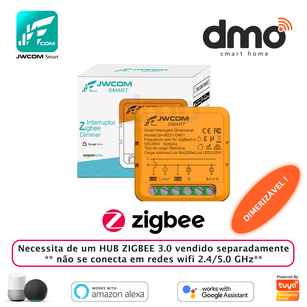 Mini Interruptor Dimerizável Zigbee | Alexa, Google, App - a