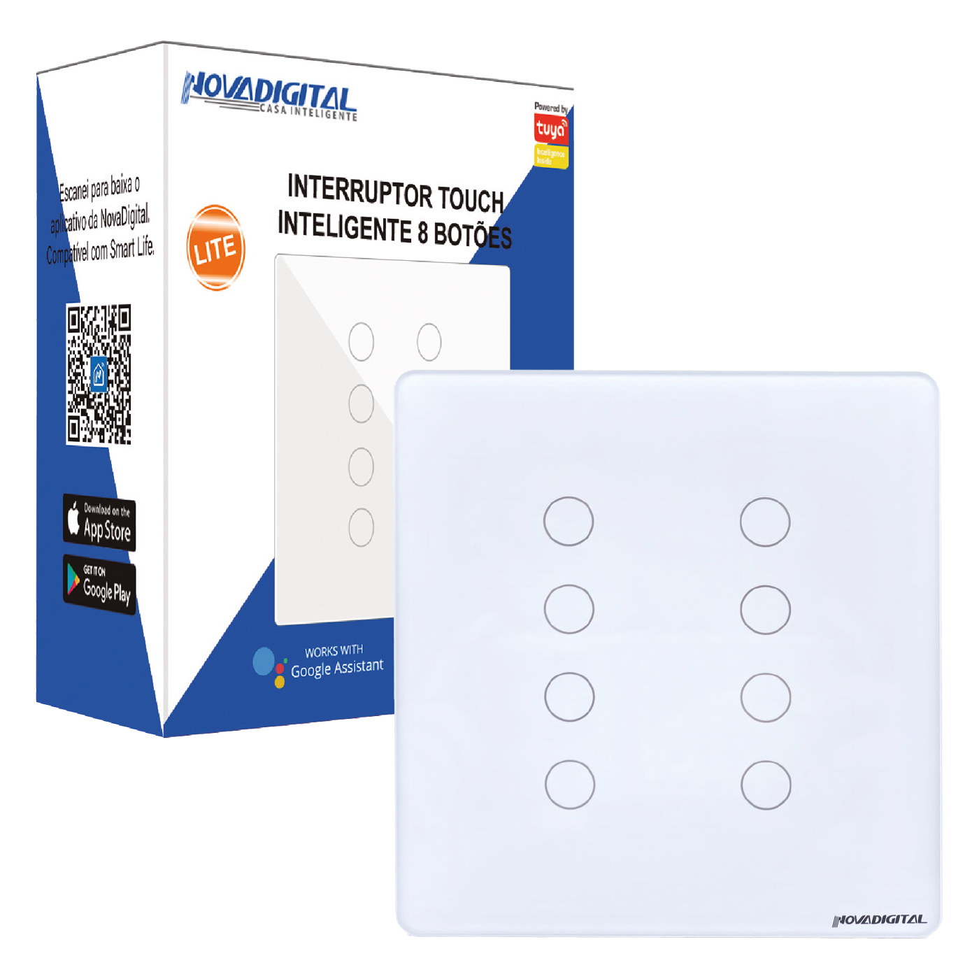 Interruptor Touch 8 Botões 4x4 - WiFi, Alexa & Google