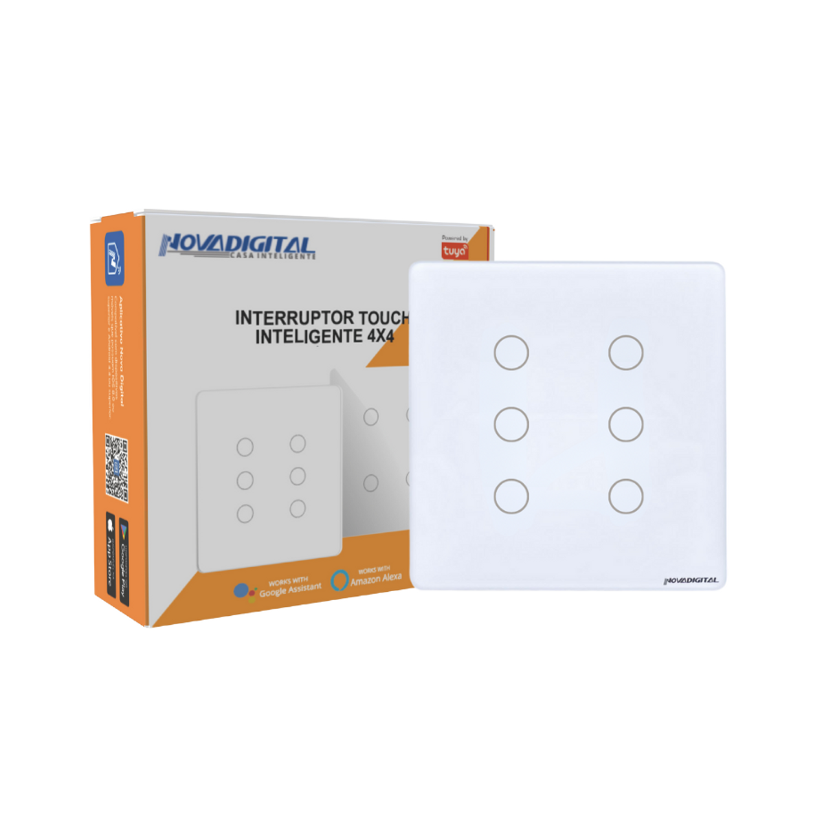 Interruptor Touch 6 Botões Zigbee 4x4 - Alexa & Google - a partir
