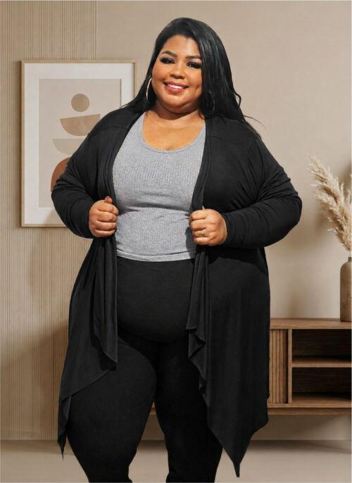 Comprar Cardigan de Bico Kimono Manga Longa Plus Size - Rara