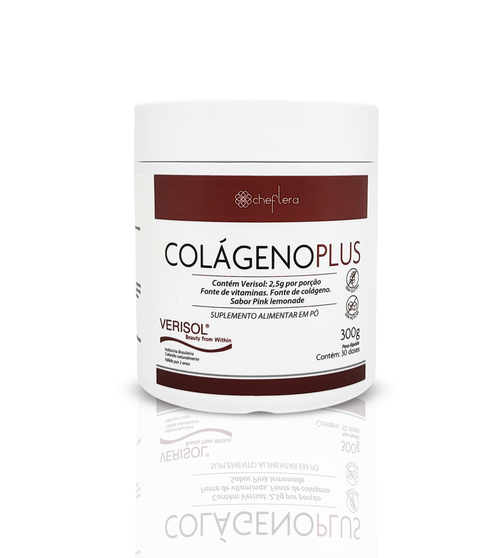 Colágeno Plus Hidrolisado Sabor Pink Lemonade com Verisol - Suplemento Alimentar em Pó - Sem Glúten