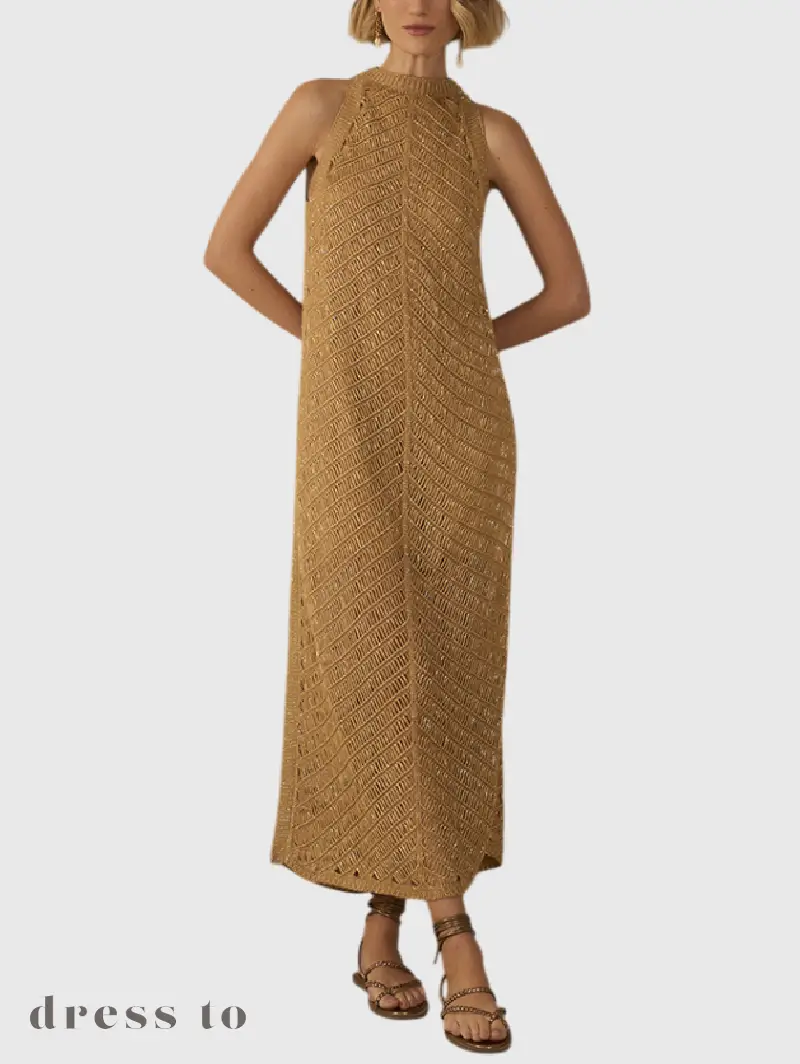 strapless open back dress Brown A-Line Dress with Bead Lace D