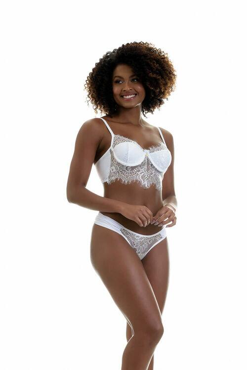Conjunto De Renda Chantilly Sem Bojo Com Aro Branco