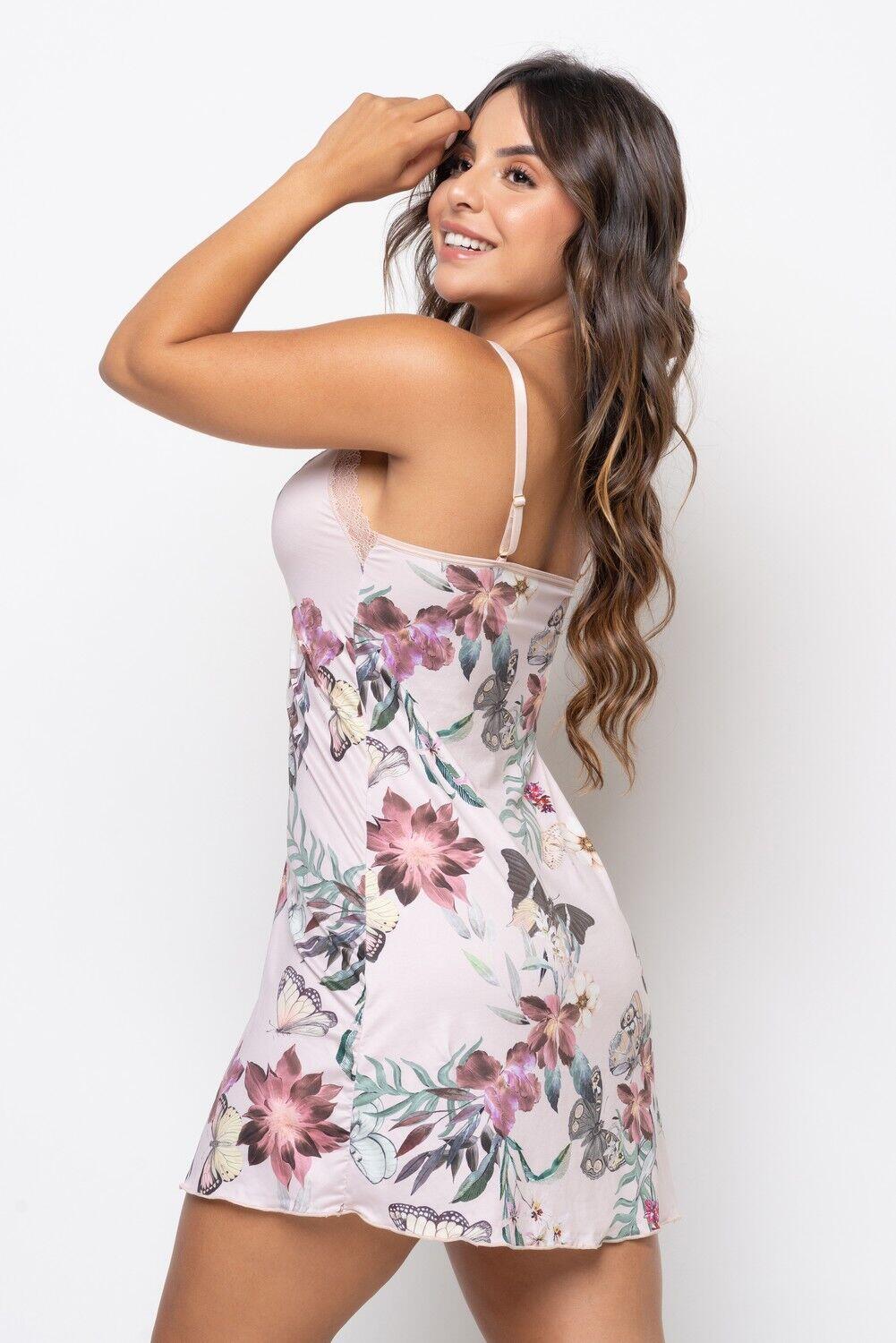 Camisola Sem Bojo Estampada Com Detalhe em Renda Flash Base