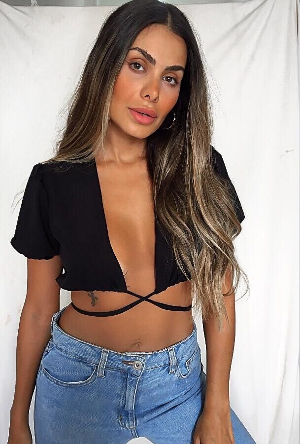 cropped preto de amarrar