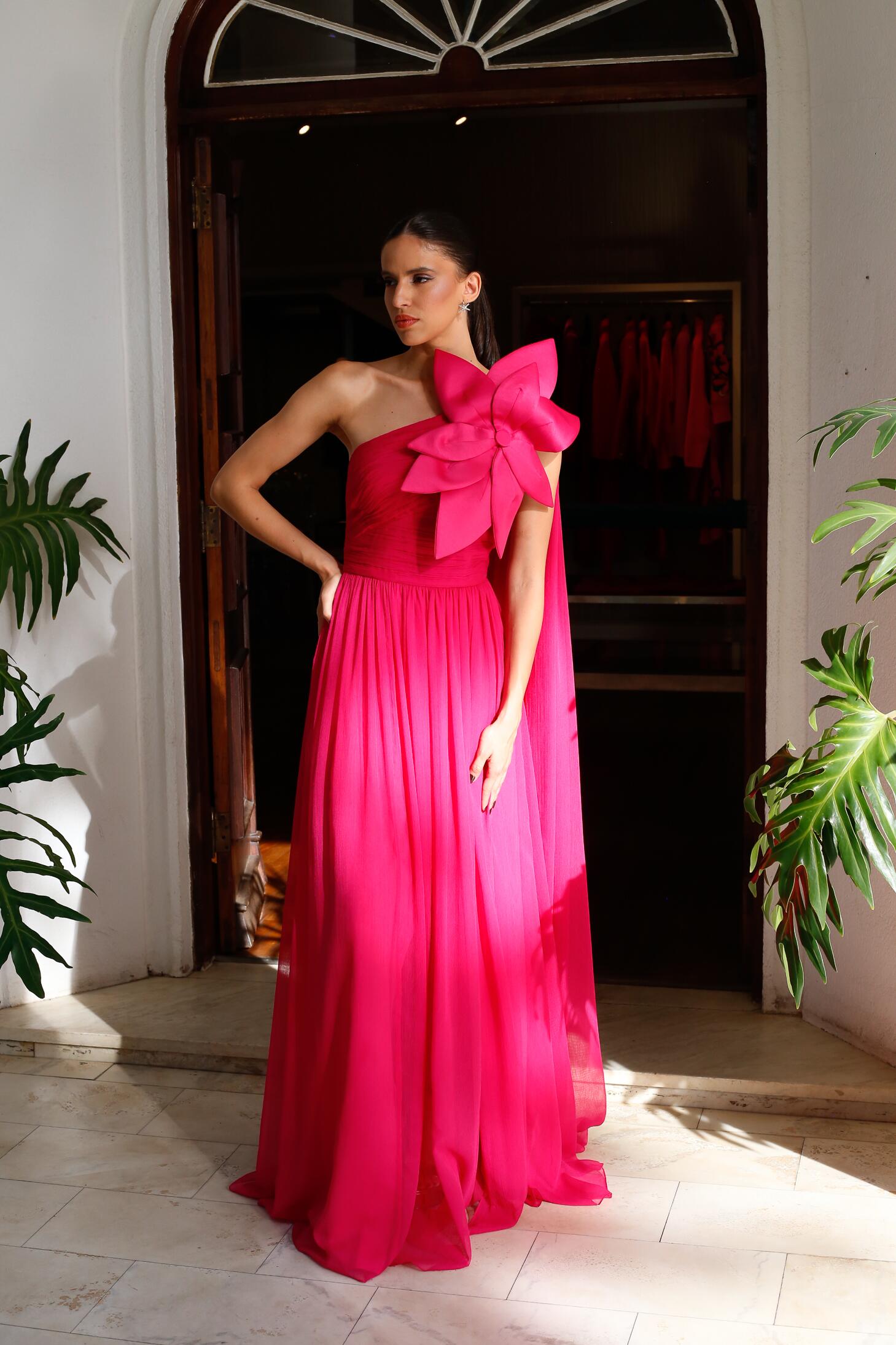 Vestido ivory flores 3D