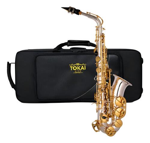 Comprar Sax Alto Tokai TSA-200PG Corpo Prata E Chaves Douradas - a
