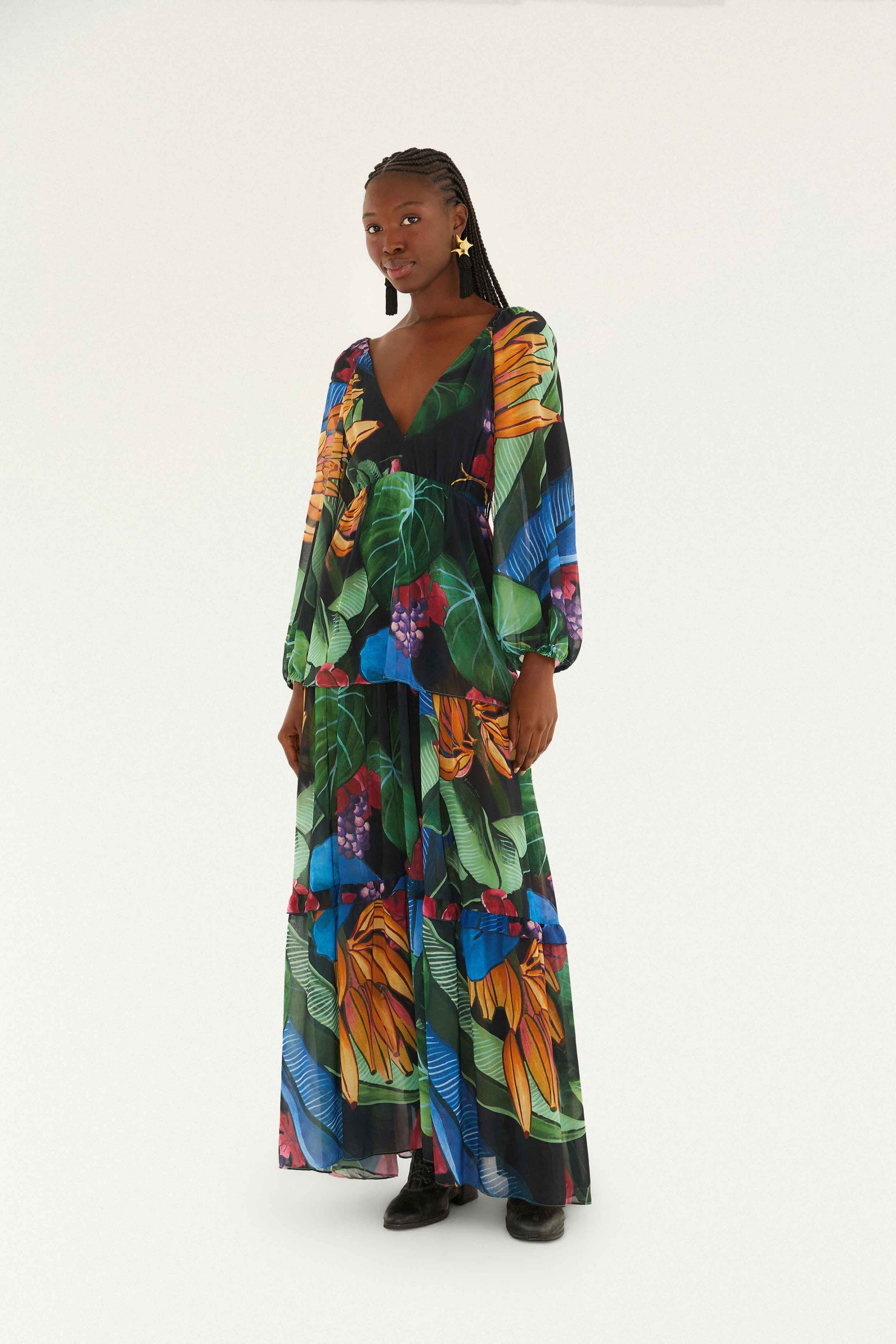 Maxi Vestido Vestido Longo Camuflado Vestido Farm Camiseta Longo