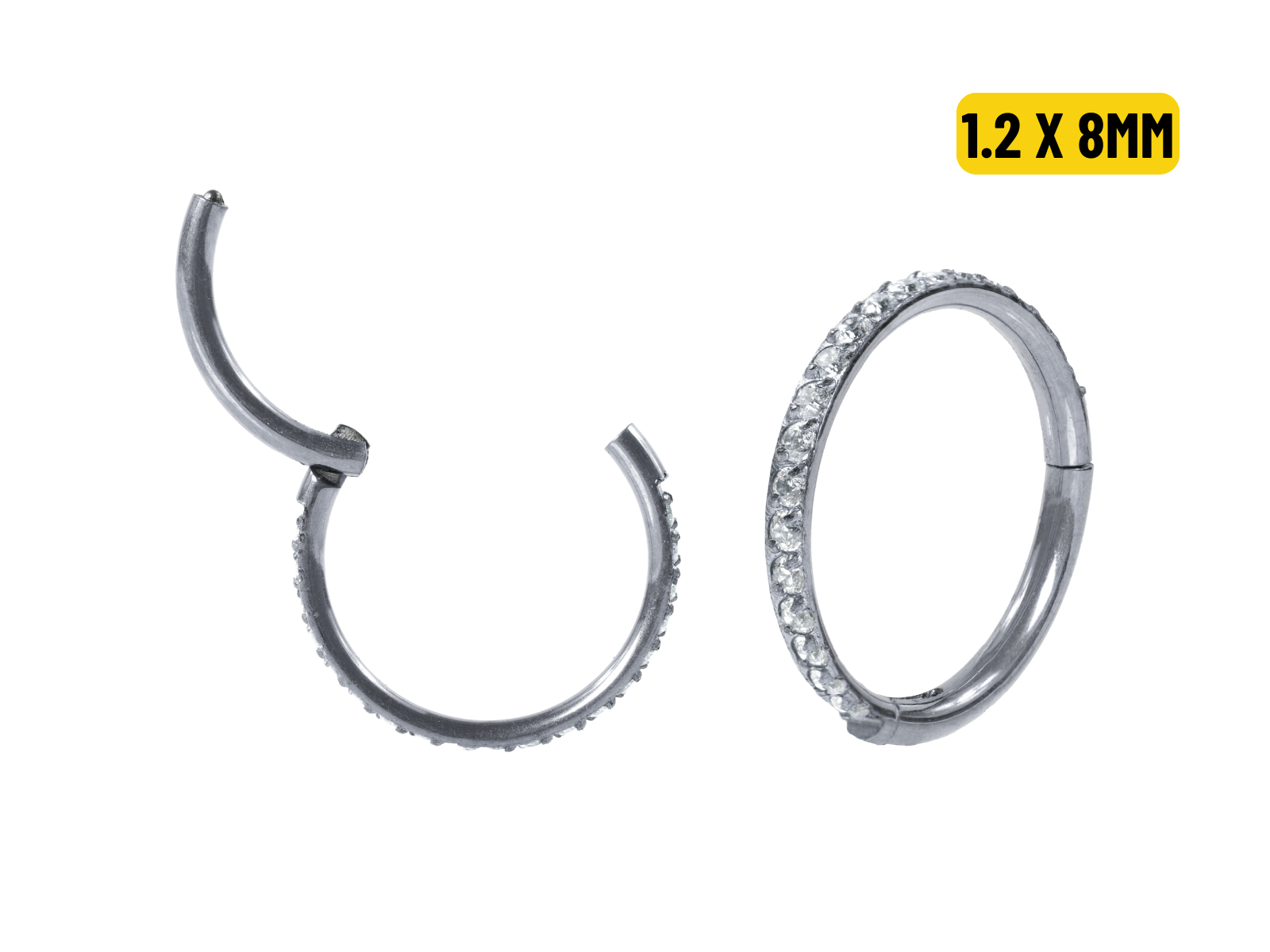 here’s SPINAL SINGLE PIERCE SEGMENTO CLICKER TITÂNIO C/ ZIRCÔNIA - 1.0 X 8MM - Isto É Piercing