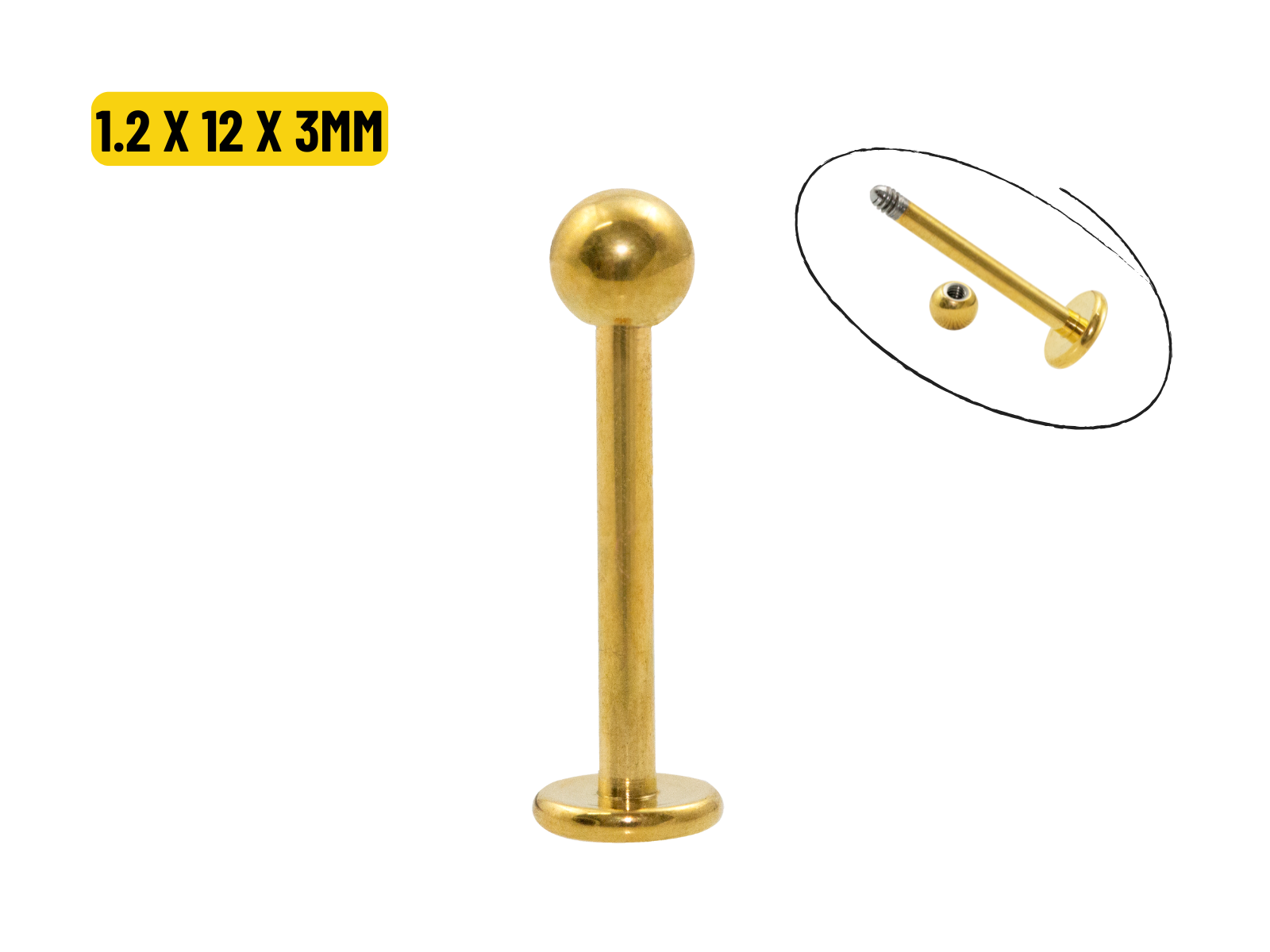 ピアス　No.5586 LABRET PVD GOLD 1.2 X 12 X 3MM