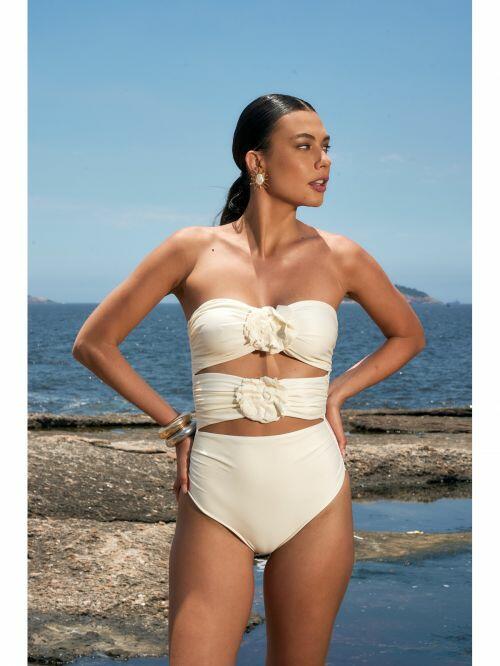 Biquíni Maio Feminino Estampado Comprar Maiô Recortes Flor Pérola