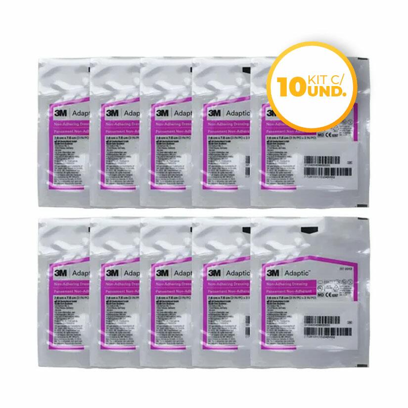 Kit 10x Curativo Adaptic Emulsão Petrolatum 7,6x7,6cm - a partir