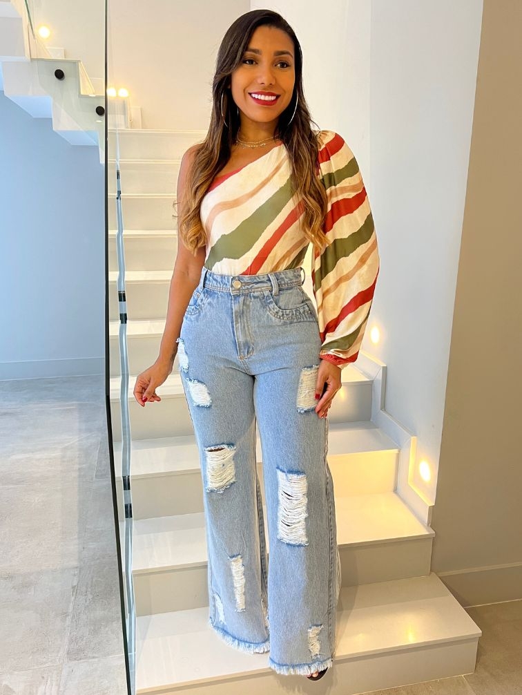 Ripped Jeans Kimono Com CalÃ§a Jeans CalÃ§a Jeans Com Rasgo No Joelho