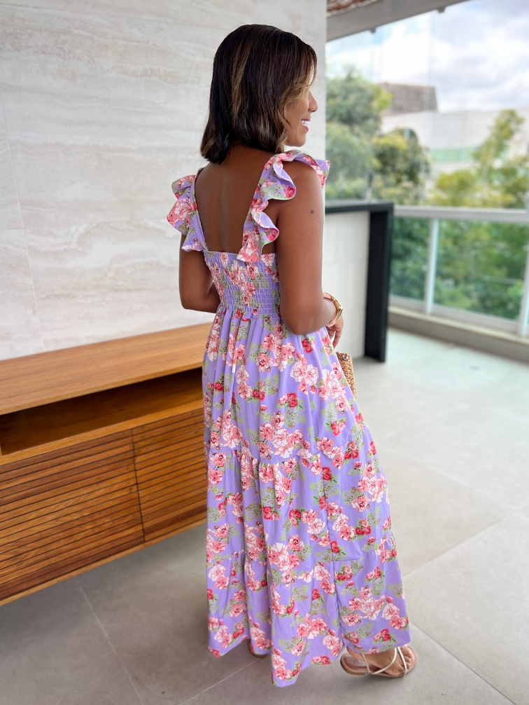 Comprar Vestido Longo Estampado Floral Delicado La Luna